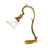 Bronze and opaline Art Nouveau lamp