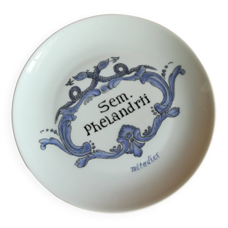 Assiette d'apothicaire en porcelaine Tharaud Limoges Sem Phelandrii