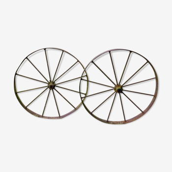 Iron wheels of vintage agricultural machinery