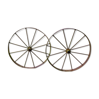 Iron wheels of vintage agricultural machinery