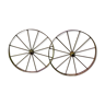 Iron wheels of vintage agricultural machinery