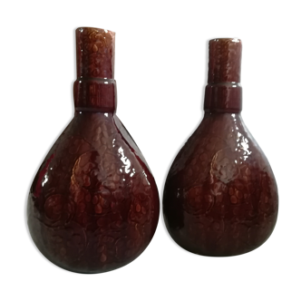 Pair of ceramic vases enamelled late 19th century