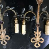Pair of bronze sconces and pendants
