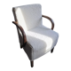 Armchair completely redone moumoute fabrics matching rectangular cushion woodwork mink color