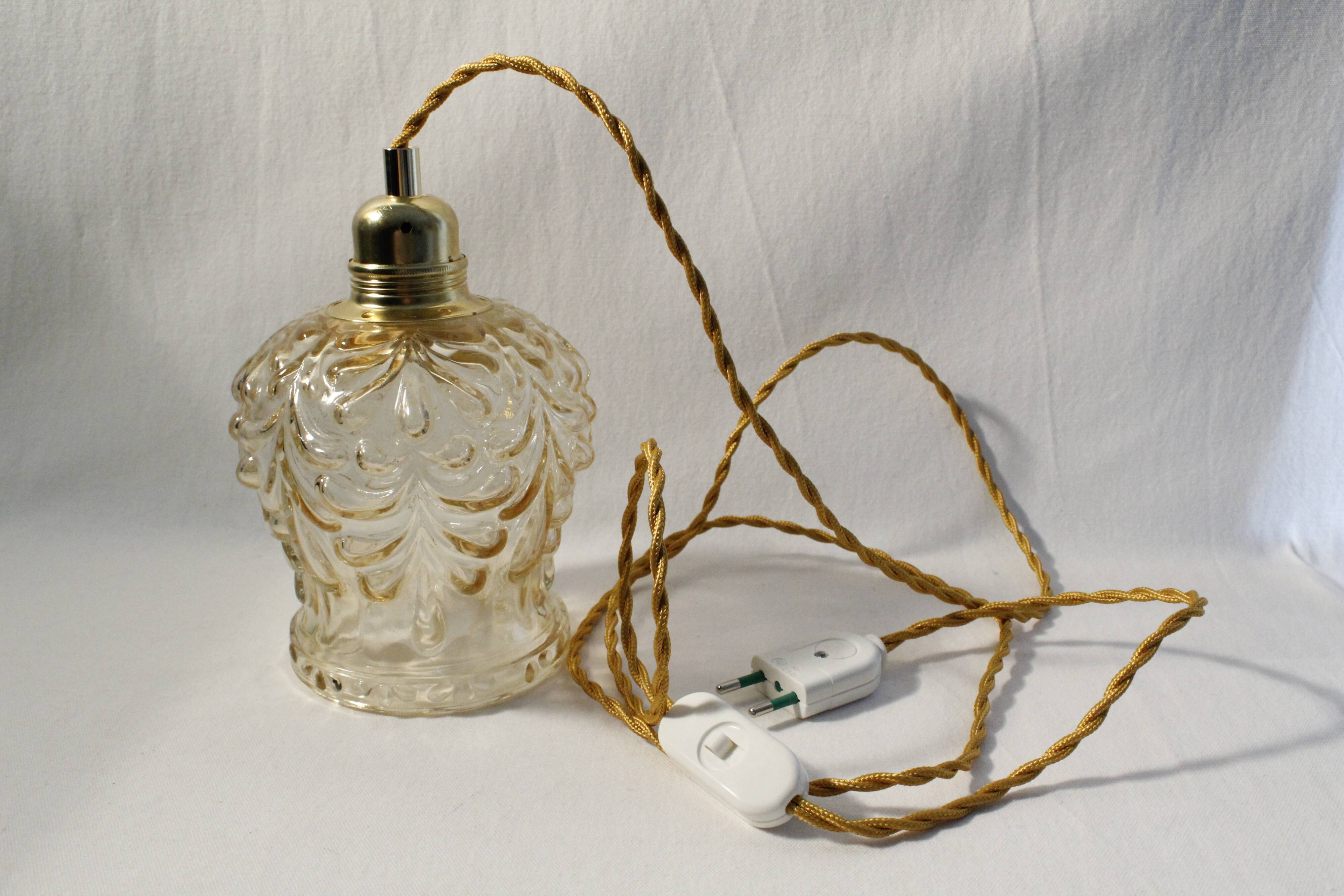 Vintage globe tulip walker amber glass, restored electricity