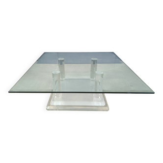 Lucite column coffee table or side table, 1970s