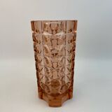 Large pink glass vase in Art Deco style