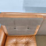 Svend Skipper Danish Leather Sofa Cognac Chrome, 1960s