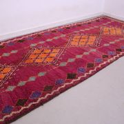 Large Burgundy Moroccan rug 196 x 472 cm - Vintage Moroccan Wool Rug Boho