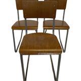 Vintage school chair 1960s minimalist design wood and metal