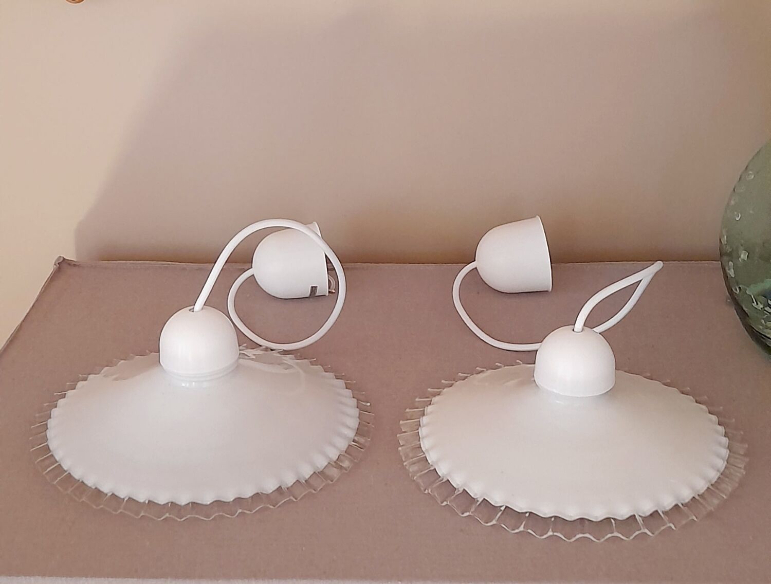 Set of 2 50s opaline pendants