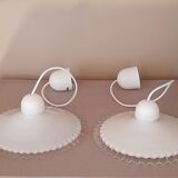 Set of 2 50s opaline pendants