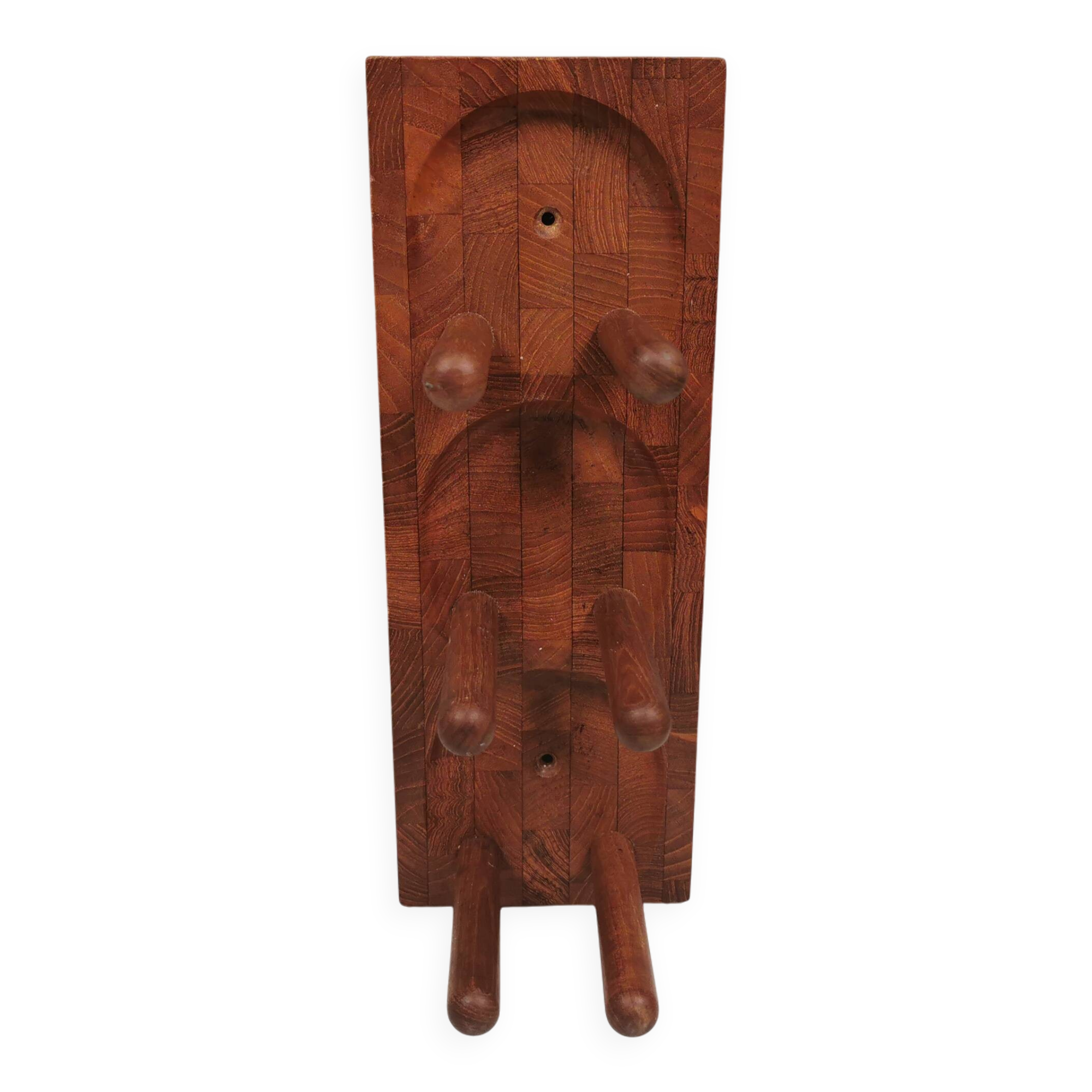 Beautiful Danish wine rack/holder for 3 bottles of wine on the wall. 1980s