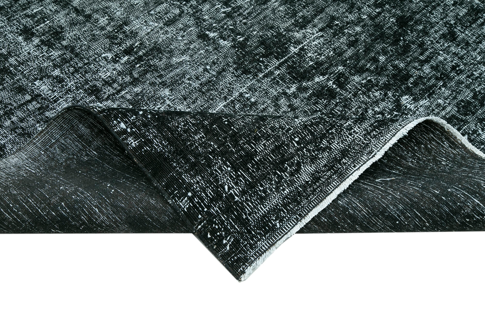 Hand-knotted oriental overdyed 298 cm x 365 cm black wool carpet