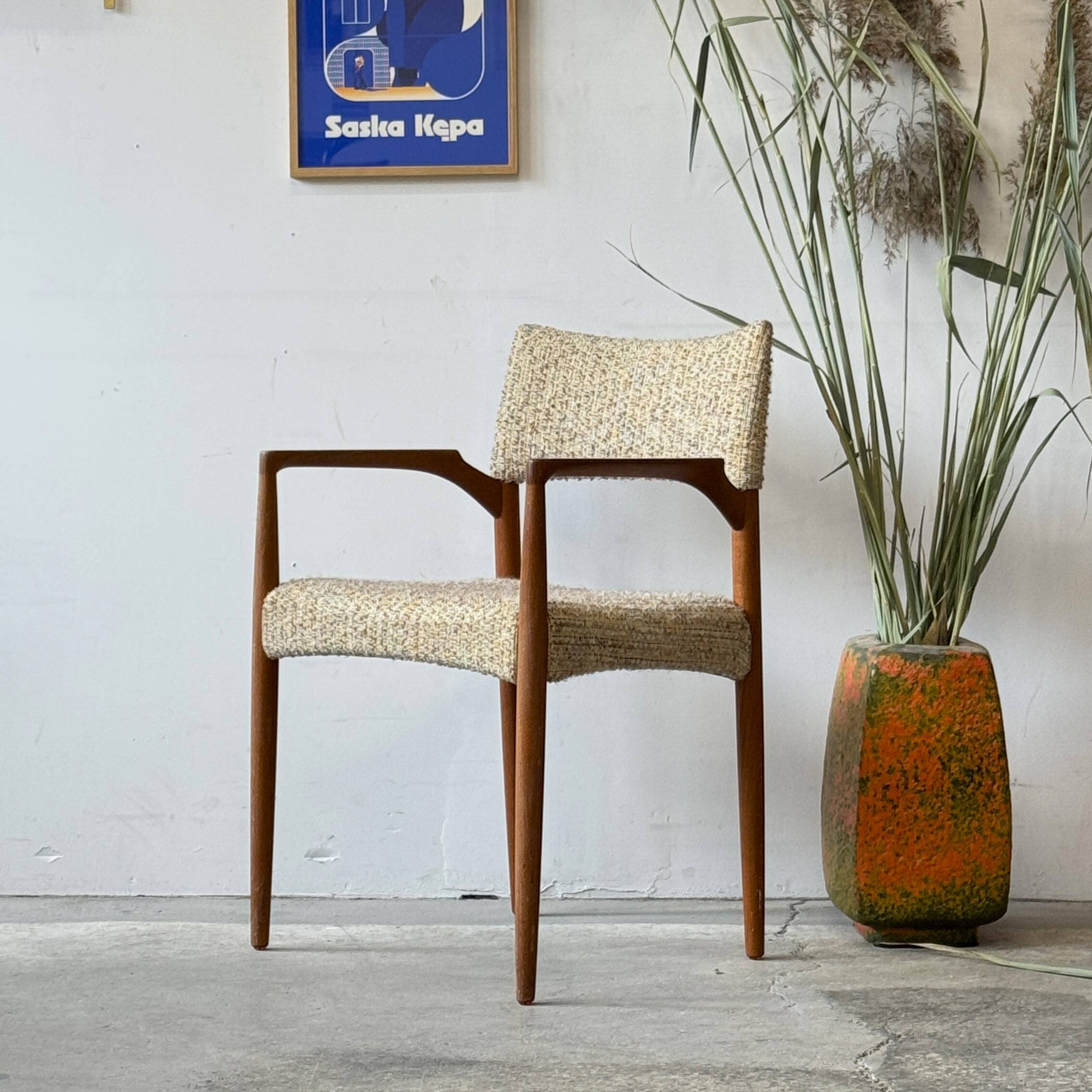 Teak and wool chair, Denmark, 1960s/1970s, vintage, mid-20th century