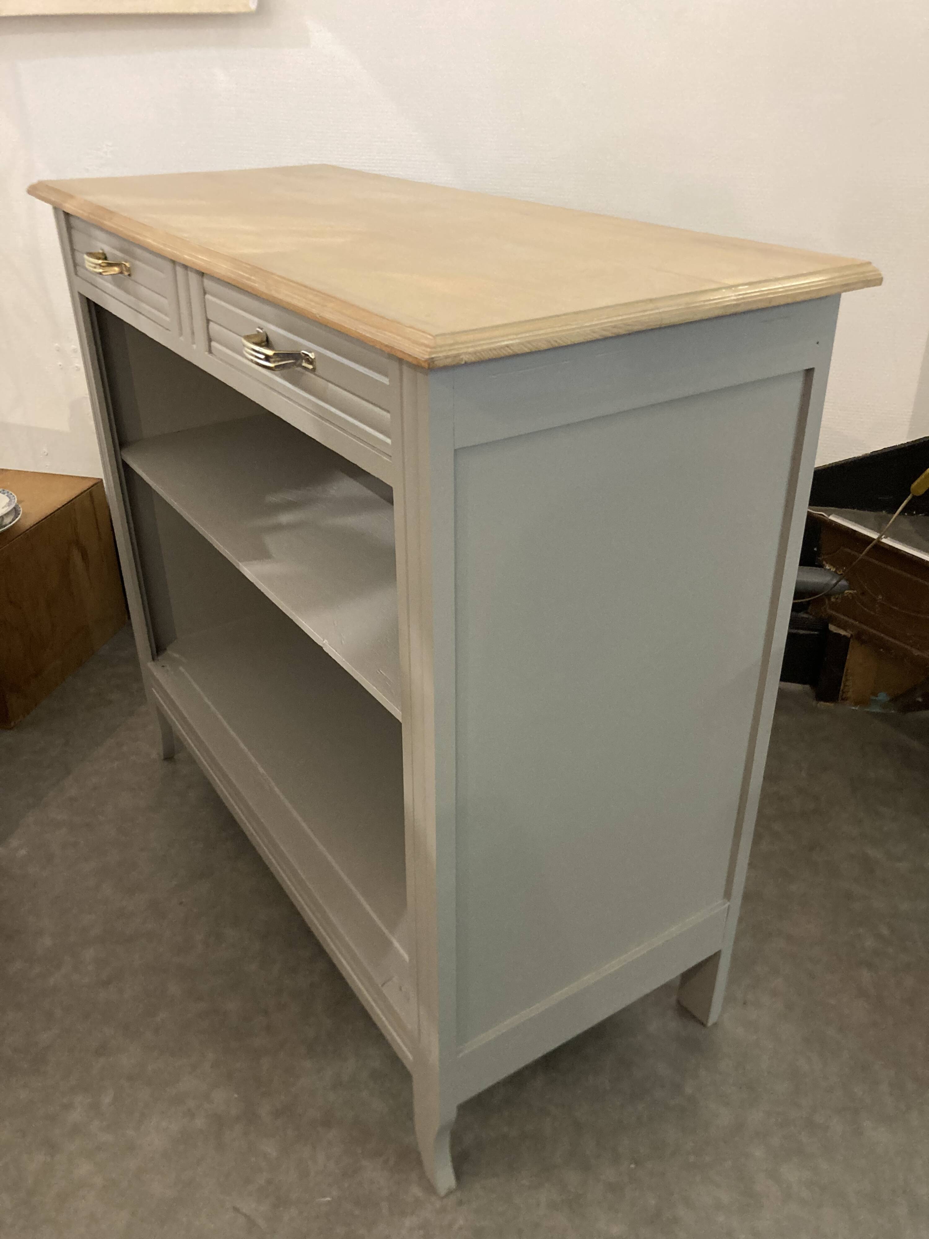 Ash Grey Art Deco Open Sideboard