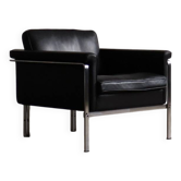 Horst Brüning Model 6912 lounge chair in black leather for Kill International, Germany 1967