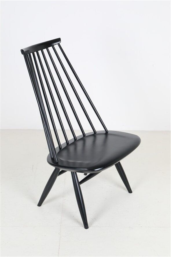 Asko / Ilmari Tapiovaara “Mademoiselle” spindle back lounge chair / Mid Century Modern Design / Finland / 1950s-1960s / black