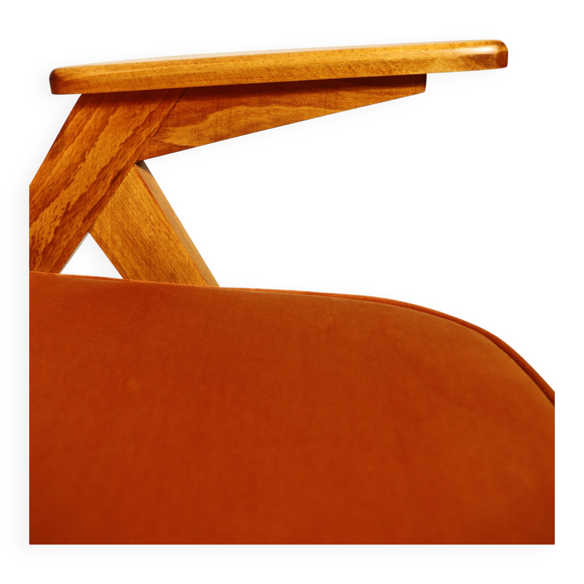 Fauteuil Lounge Vintage Burt Orange par J. Chierowski, 1960, Design Scandinave