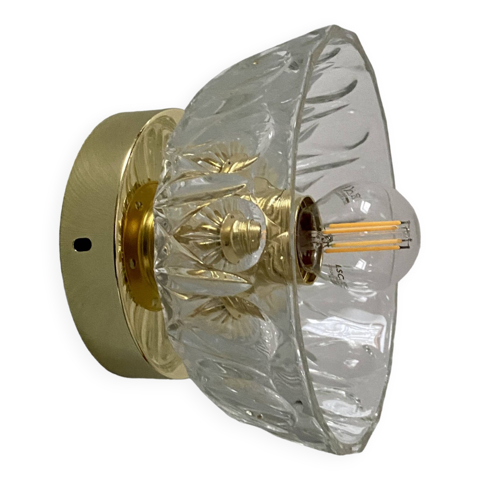 Vintage molded glass lampshade wall light - tableware collection -