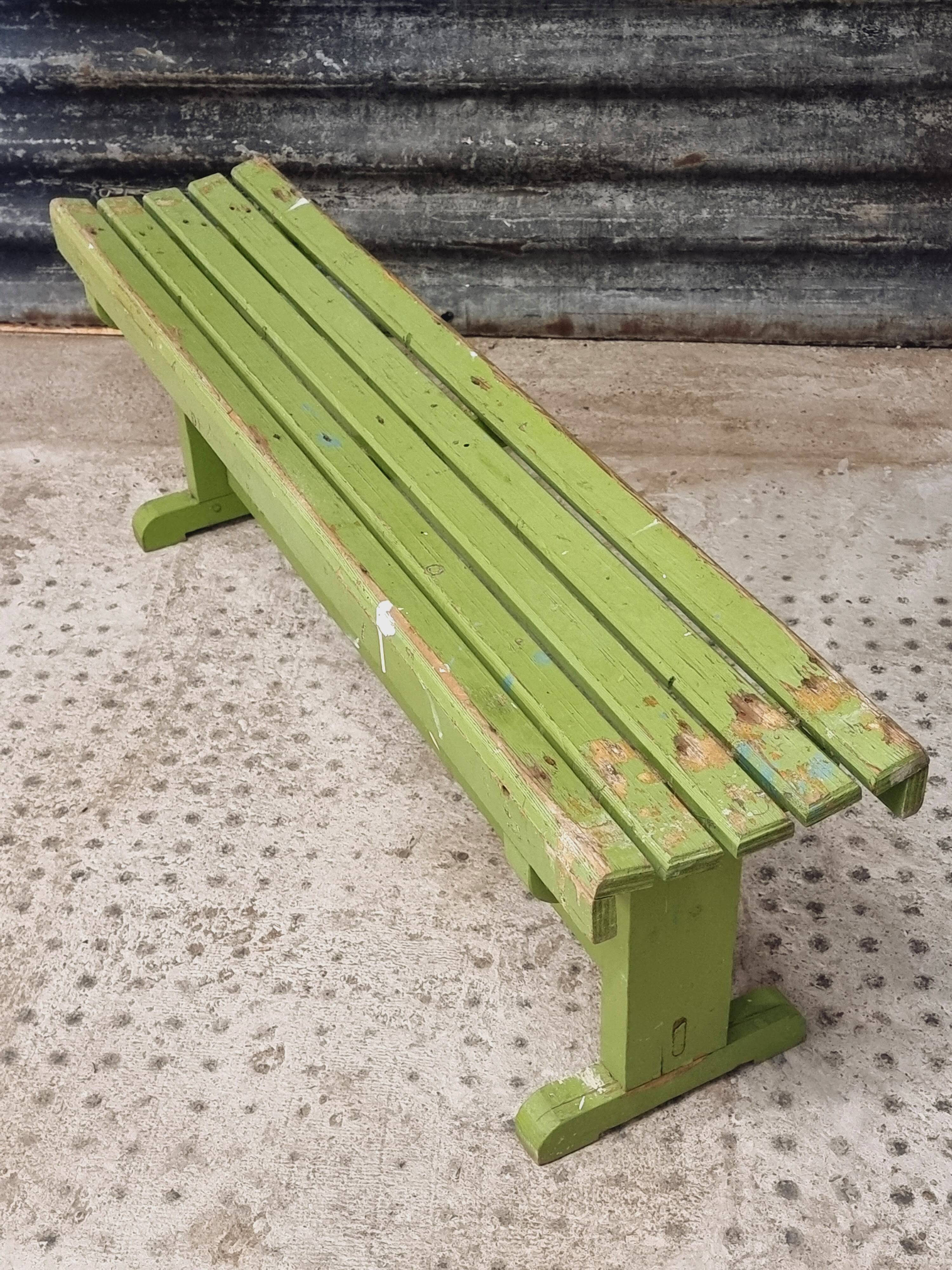 Vintage wooden bench grass green garden bench 140 cm