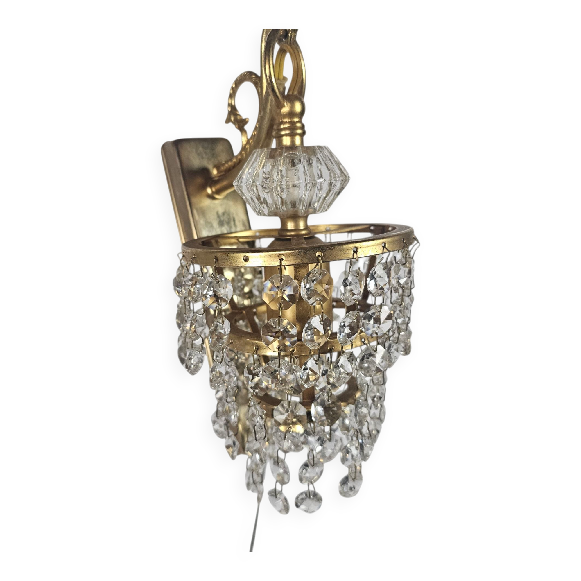 Massive - Hollywood Regency style - gold plated - crystal - Belgium - 70's