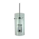 Glashuette Limburg pendant light in bubble glass and chrome lampshade 1970s