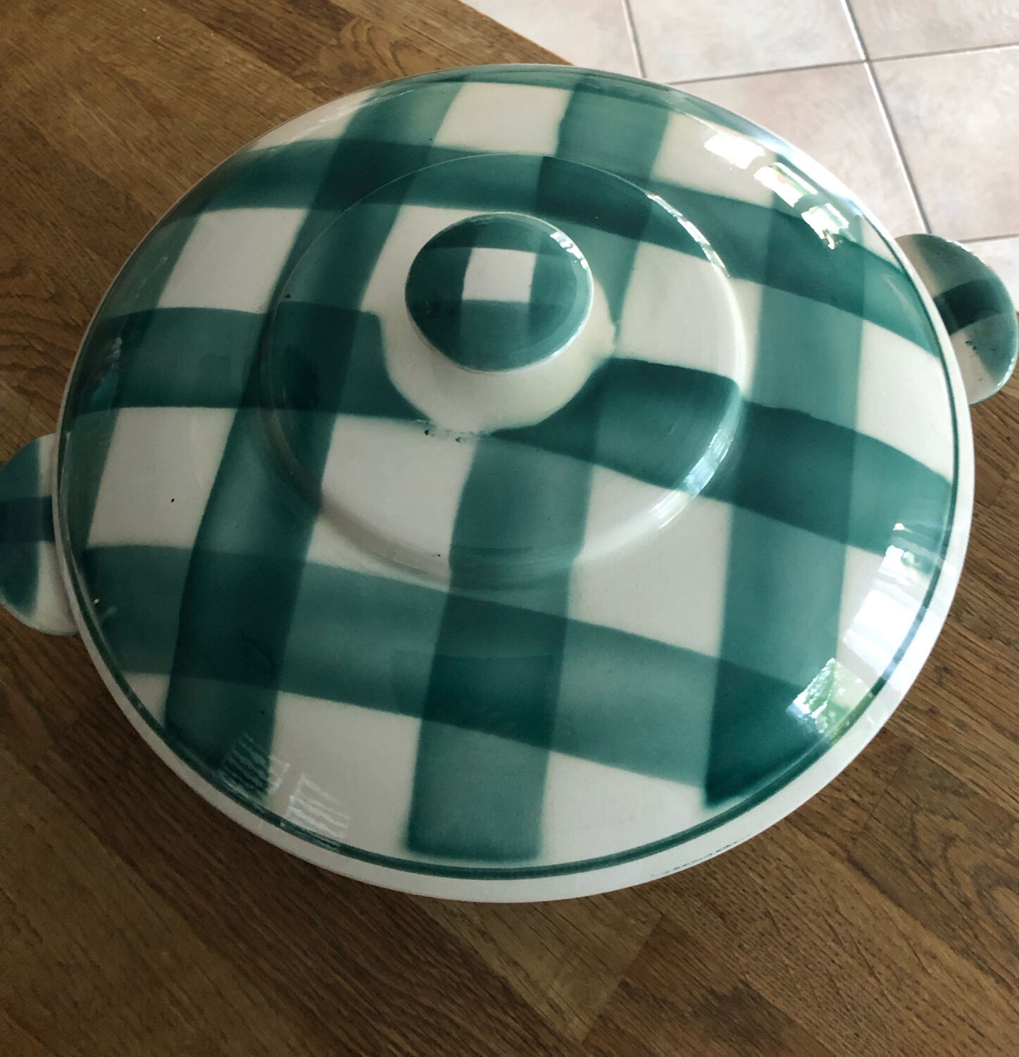 Givors earthenware tureen green tiles