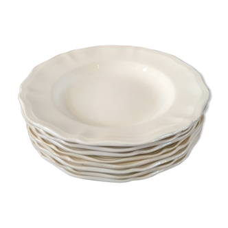 Set de 8 assiettes creuses Ivoire Digoin Sarreguemines