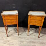 Pair of Louis XVI Style Bedside Tables in Cherry Wood