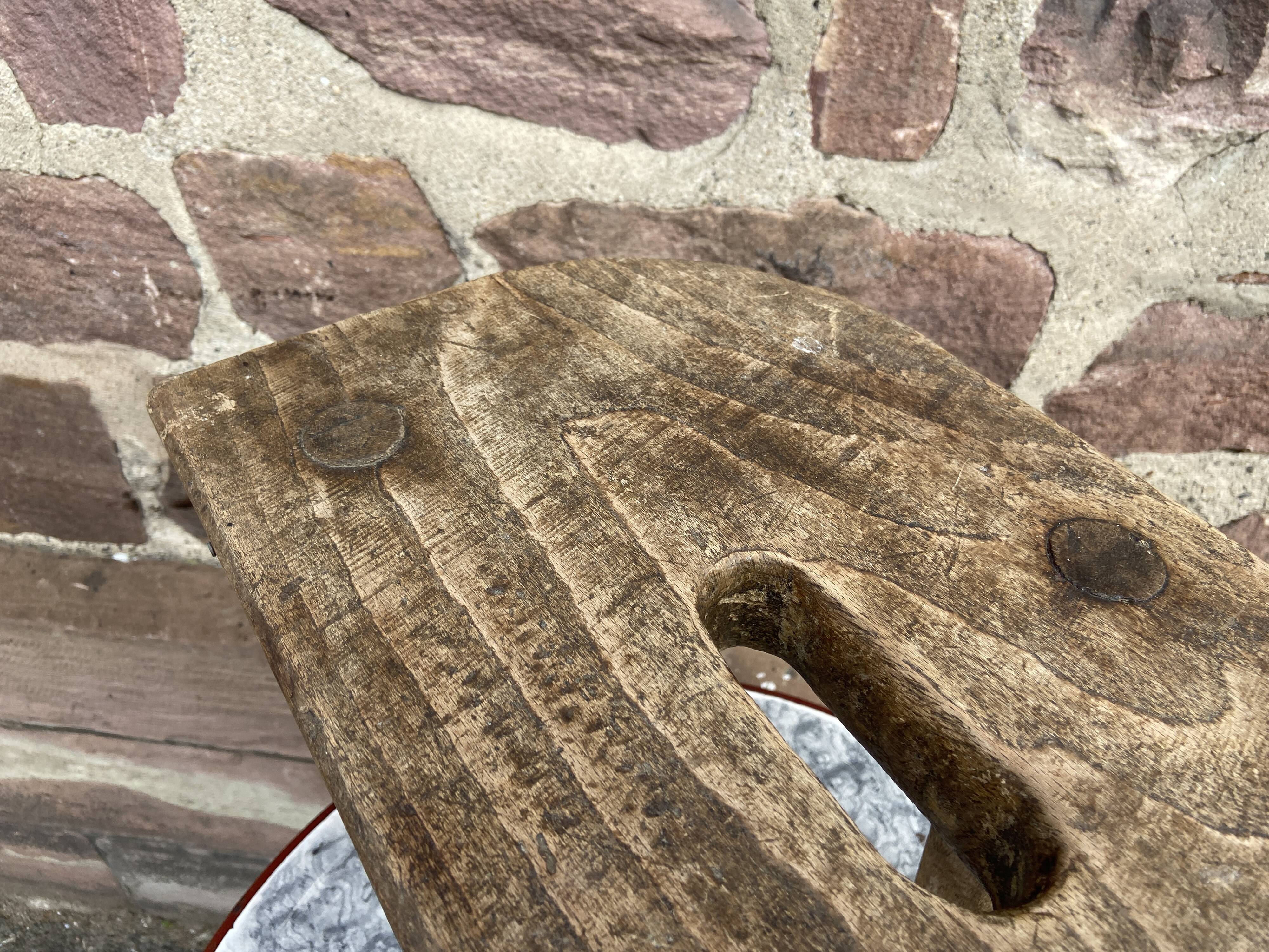 Tripod trading stool, Alsace peasant art, France 1920