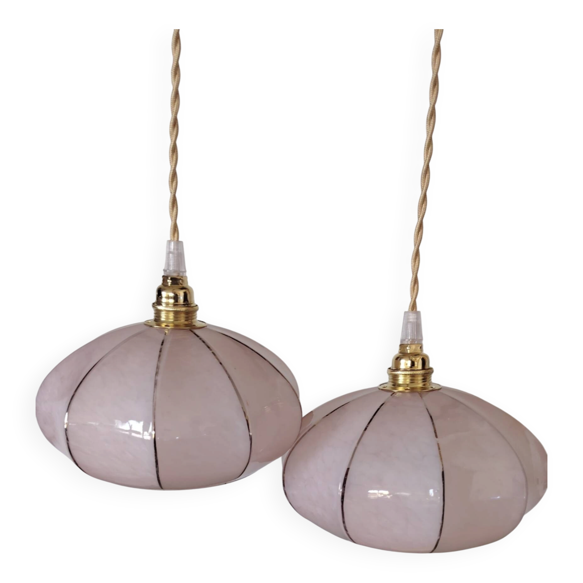 Duo de suspensions en Verre de Clichy rose