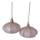 Pair of pink Clichy glass pendants