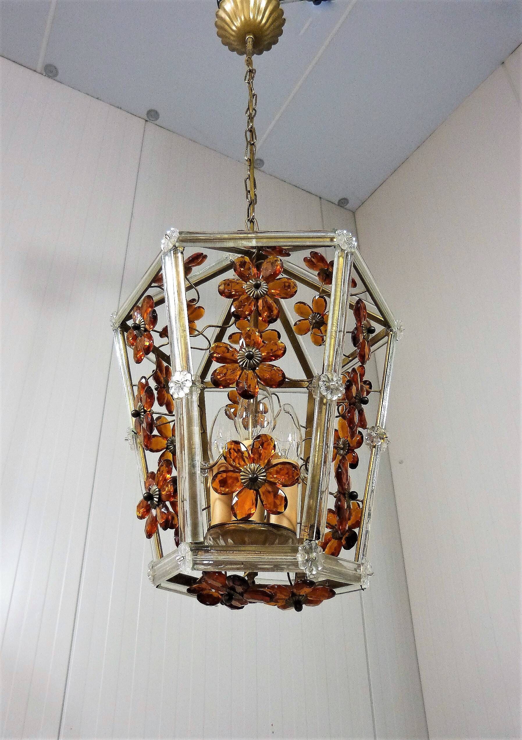Glass flower hanging lamp 1950-60’s