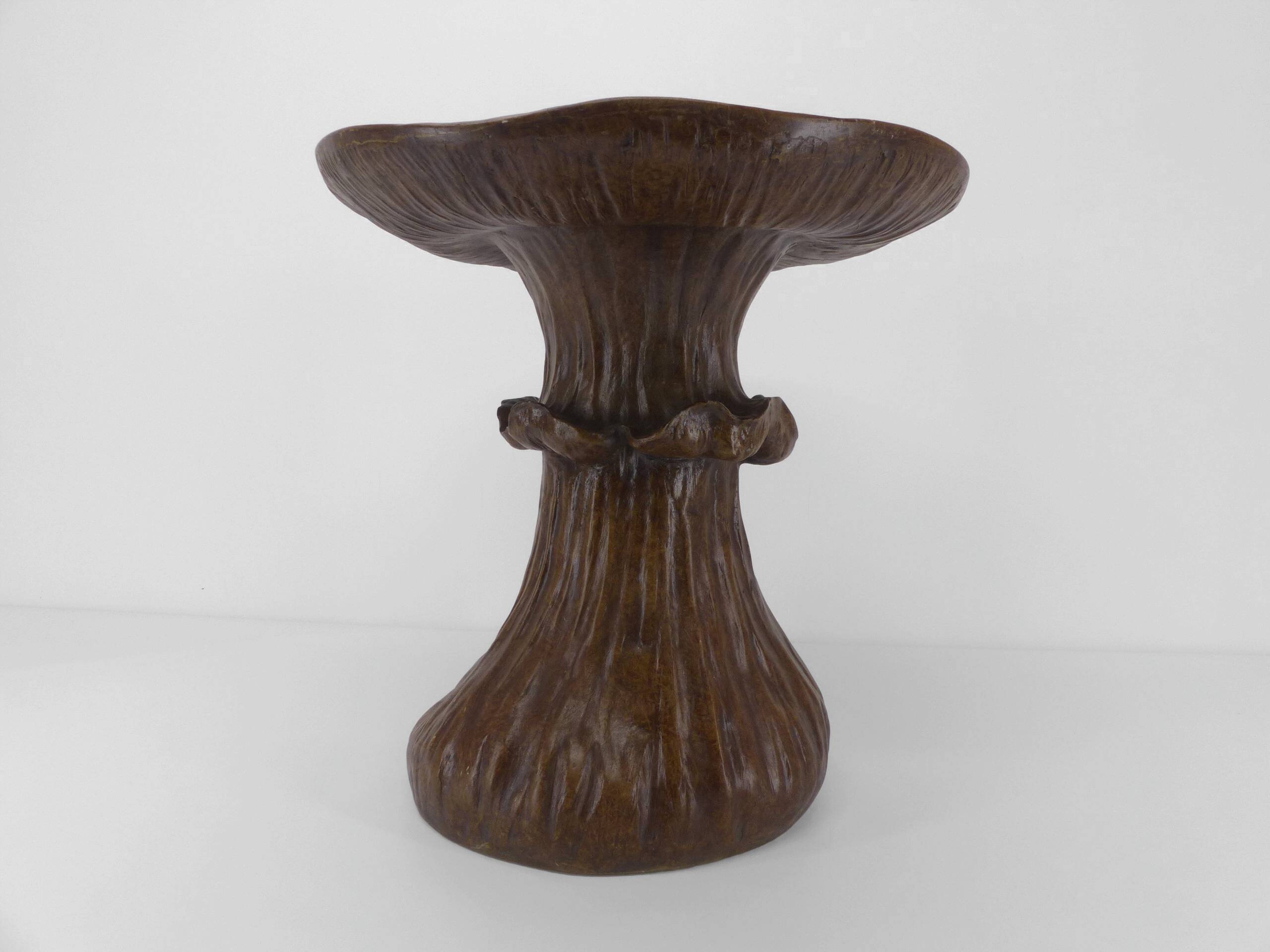 Vintage mushroom table in epoxy resin imitation wood