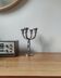 Vintage brutalist chandelier with 4 lights in brushed metal.