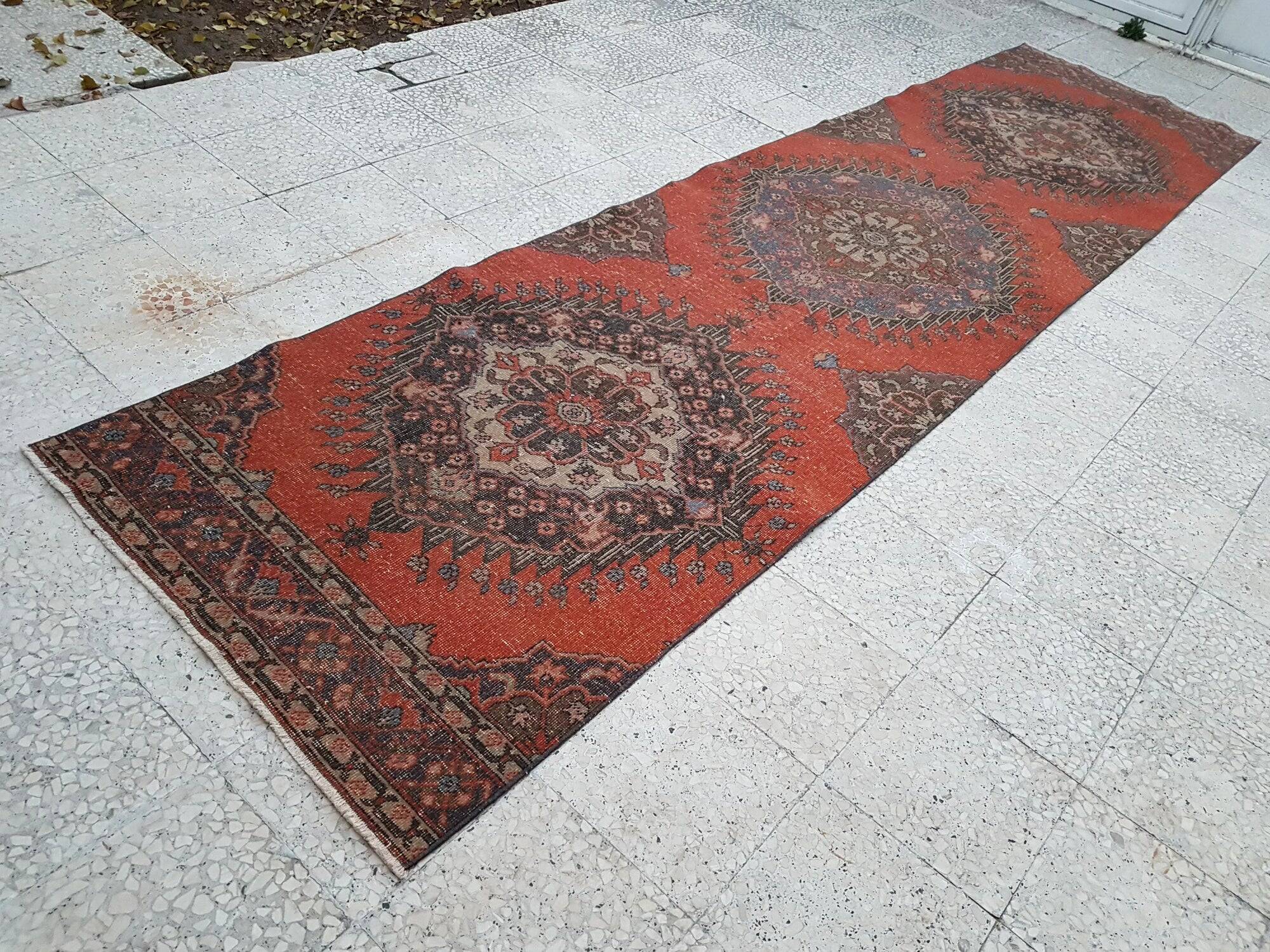 Vintage Turkish hallway rug 102x403 cm