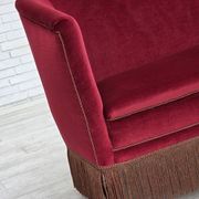 1960s, Danish 2-seater sofa, red furniture velour, ash wood legs.