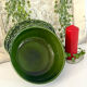 Christmas serving bowl, French BCI holly ceramic bowl, green glazed