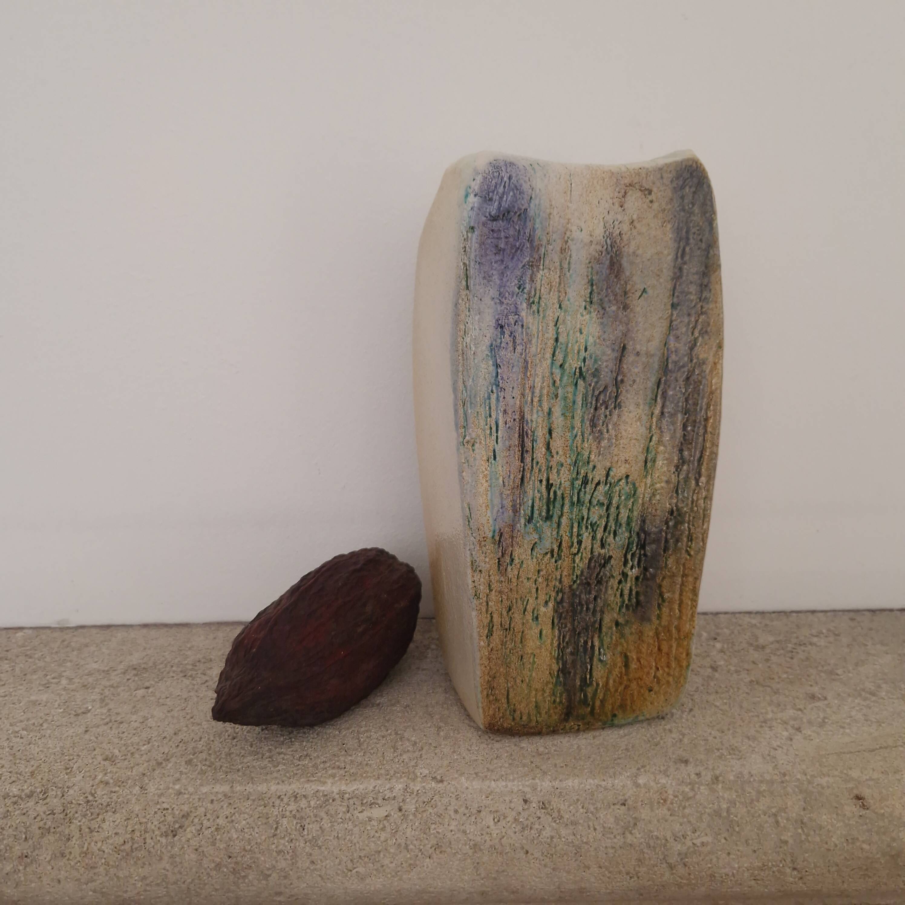 Vase brutaliste monolithe en grès XXe