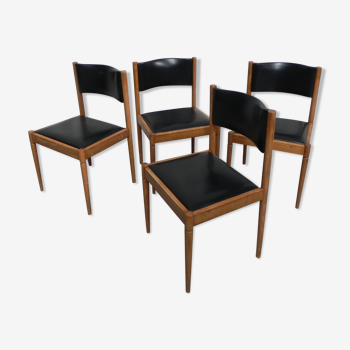 4 vintage chairs upholstered with skai