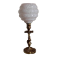 Lampe globe clichy rose et pied métal doré