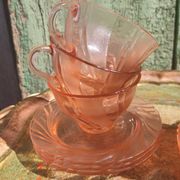 Vintage vereco pink cups France six-serve