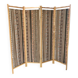 Screen in beech wood and vintage fabrics 1970s