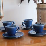 4 cups and saucers midnight blue workshop Vallauris