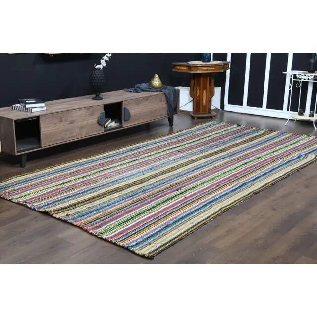 1970s Vintage Turkish Oushak Handmade Wool & Cotton Blue Rug 184x347