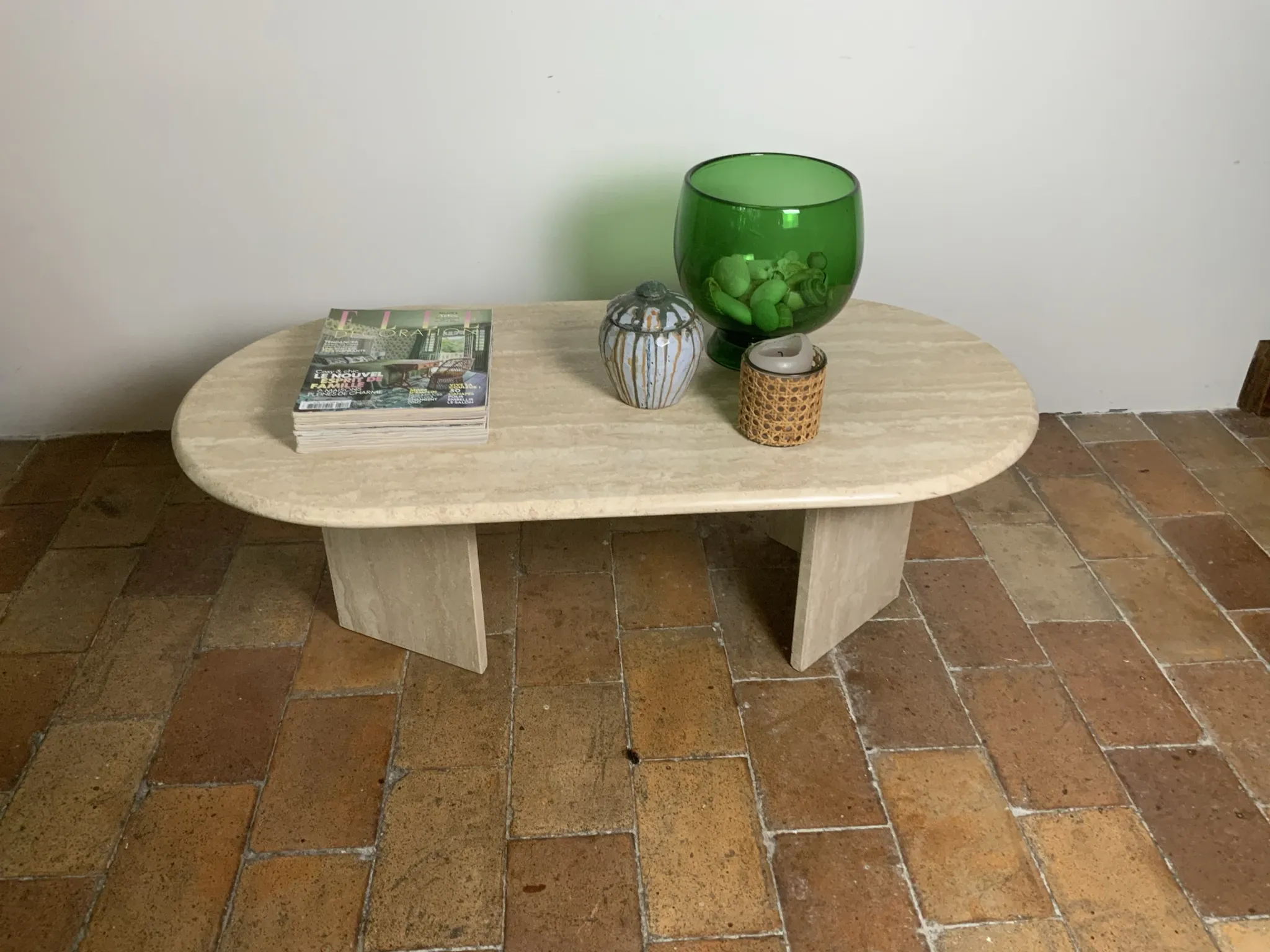 Travertine coffee table