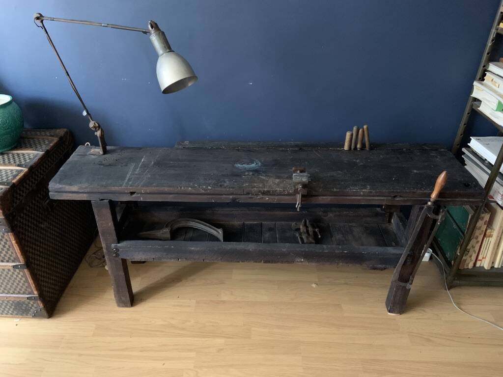 Meuble etabli etagere consol ancien