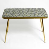 Beautiful Mid Century Modern brass side table with mosaic surface by Münche