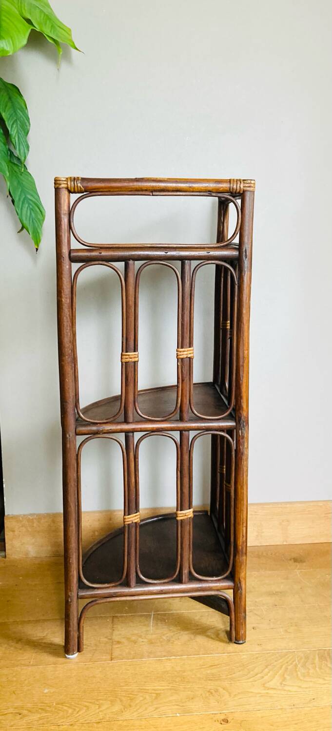 Vintage bamboo and rattan corner shelf 1960s/70s
